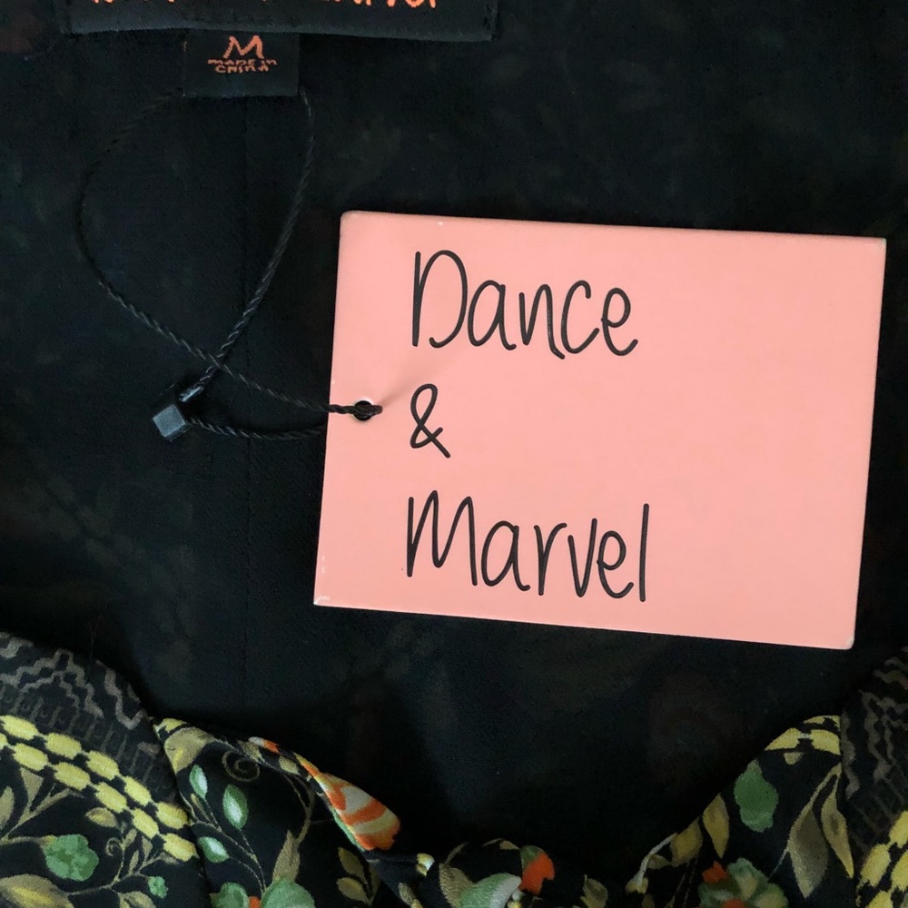 Dance&Marvel-Black floral romper /ruffle hem sz M - Picture 6 of 7